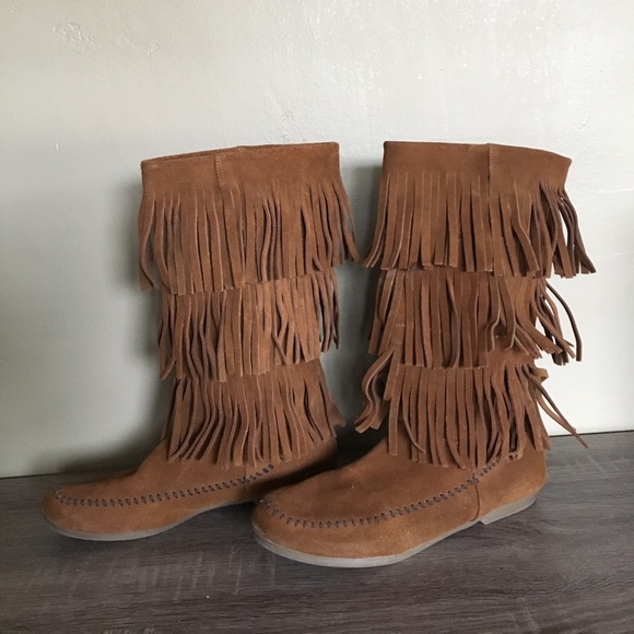Yellow Box Shoes - Yellow Box Boots Leather Fringe Moccasin
